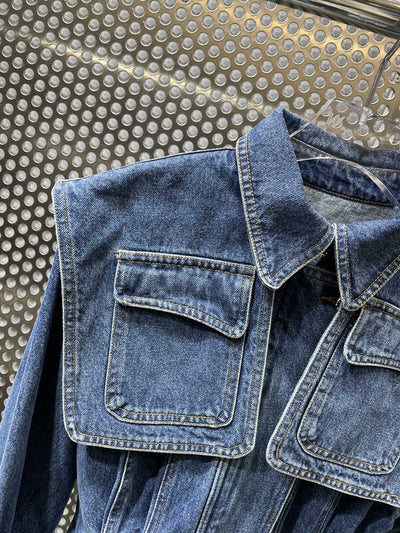 Chaqueta Denim con Costuras Desgastadas y Bolsillos Laterales - Image 8