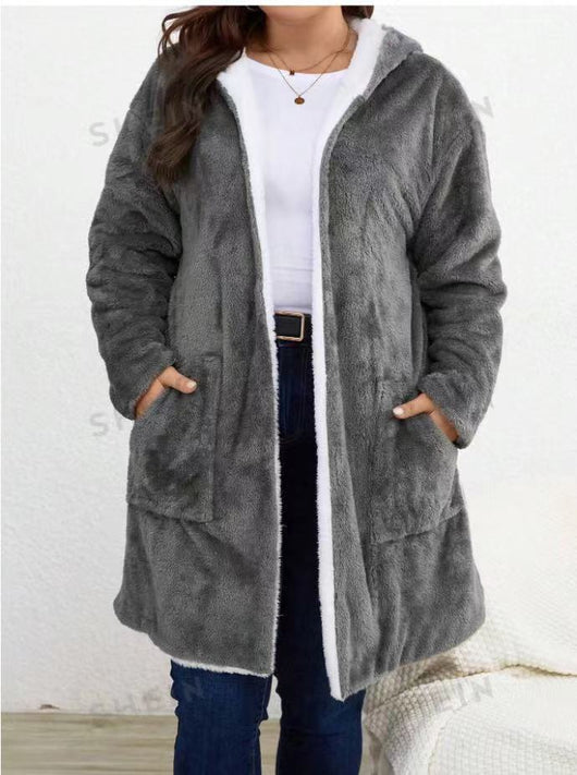 Cardigan Hoodie Peluche Largo - Abrigo Cómodo de Manga Larga - Image 6