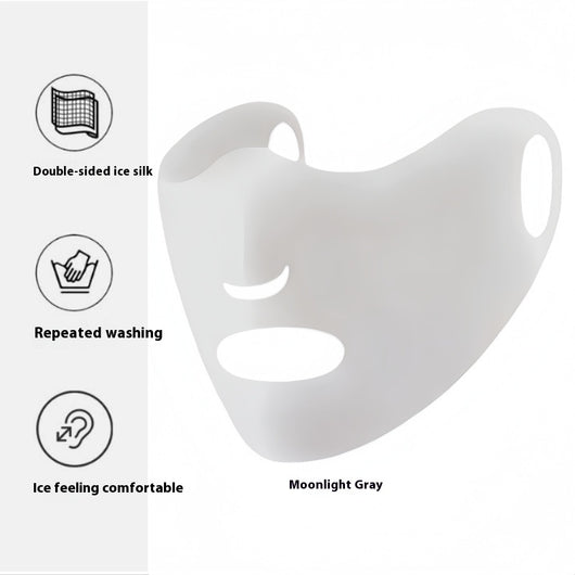 Light pink ice silk sun protection mask with ear loops and neck coverage, featuring small ventilation holes. - Image 45