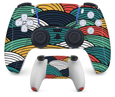 PS5 controller with a pastel marble sticker, showing the front and back views for anti-scratch protection. - Image 11