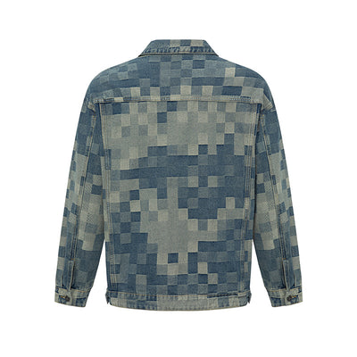 Chamarra Denim Mosaico Estilo Coreano para Hombre - Image 2