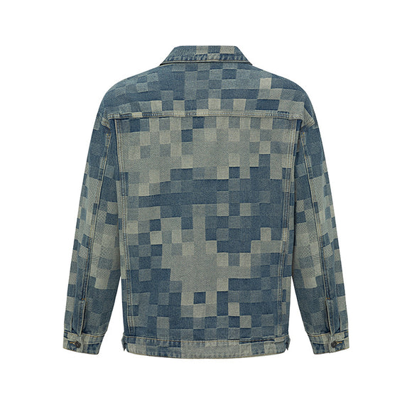 Chamarra Denim Mosaico Estilo Coreano para Hombre