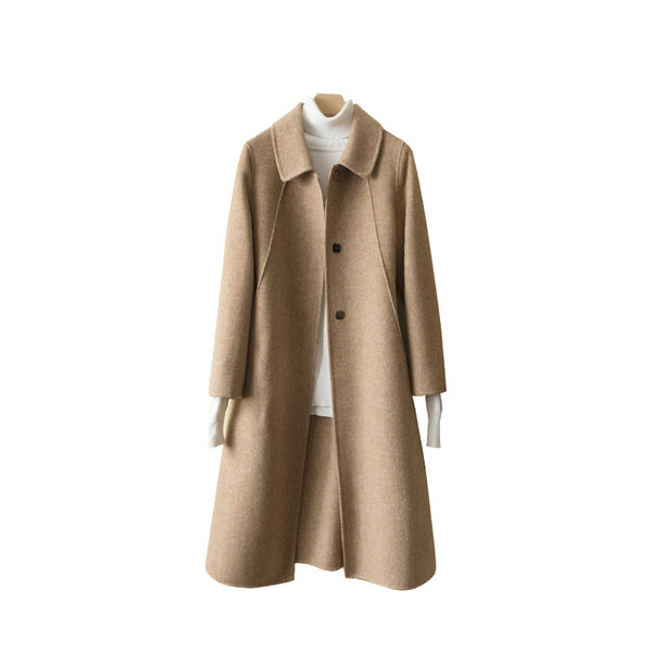 Abrigo de Cachemir Reversible para Mujer - Largo Holgado y Elegante