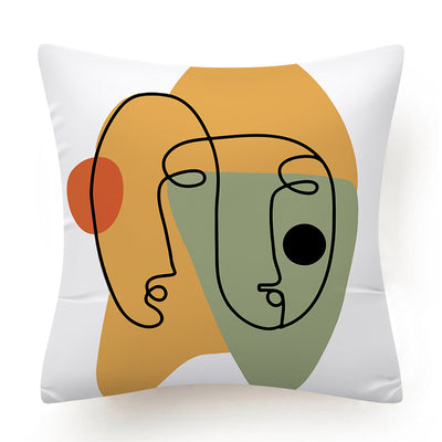 Funda de Almohada de Lino Minimalista Moderna con Arte Abstracto - Image 5