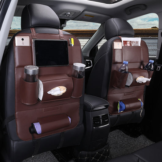 Organizador de Asiento Trasero de Cuero con Bolsas Plegables - Image 8