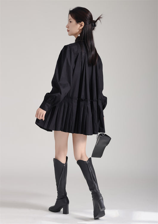 Vestido Camisero Plisado Manga Larga Diseño Exclusivo - Image 19