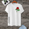 Camiseta Estampado Rosa 3D de Manga Corta para Hombre