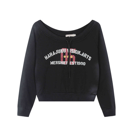 Sudadera Retro con Estampado de Letras y Cordones en Hombros - Image 3