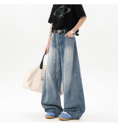 Pantalones Denim Retro Azul Holgados de Pierna Ancha para Hombre - Image 12