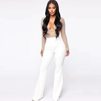 Jumpsuit de Malla con Perlas y Detalles Brillantes - Enterizo Elegante para Mujer - Image 8