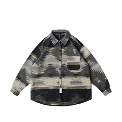 Camisa de Lana Estilo Étnico con Solapa - Moda Trendy para Hombre - Image 4
