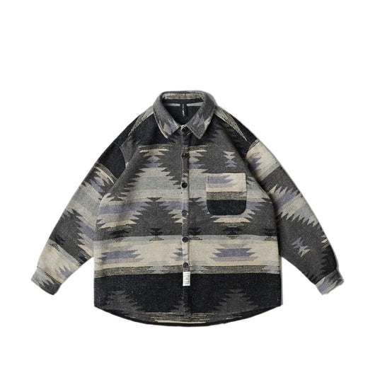 Camisa de Lana Estilo Étnico con Solapa - Moda Trendy para Hombre - Image 4