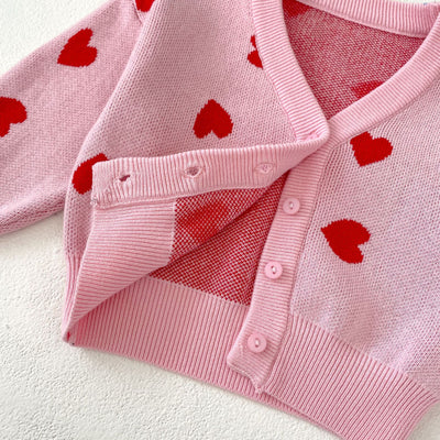 Cardigan de Punto Rosa con Corazón para Bebé Niña - Suéter Infantil Cuello V - Image 25