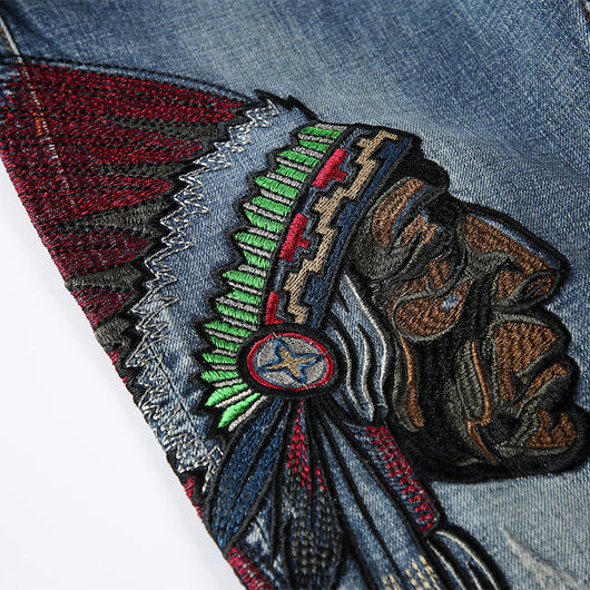 Jeans para Hombre con Bordados y Orillas Deshilachadas - Image 8