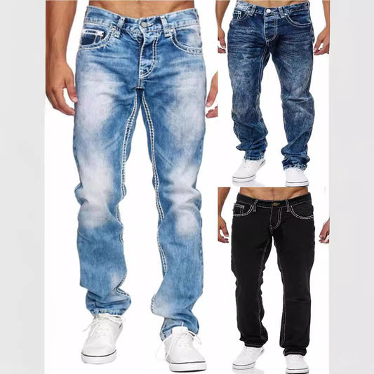 Jeans Rectos Clásicos para Hombre - Estilo Europeo y Americano