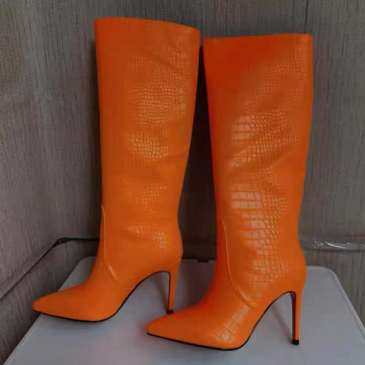 Tacones Altos Stiletto Punta Afilada Verde Fluorescente - Image 7