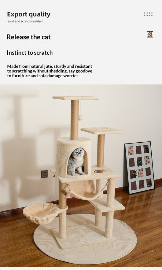 Combo de Árbol Rascador Grande con Cama para Gatos de Uso Doméstico - Image 9