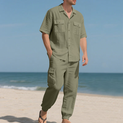 Conjunto de Trabajo Casual: Camisa Manga Corta y Pantalón - Image 6