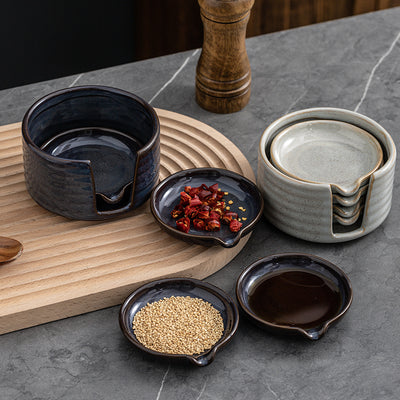 Plato Creativo de Cerámica Japonesa para Salsas y Condimentos