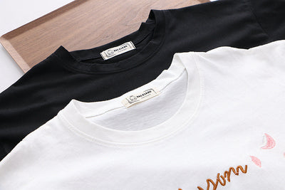 Camiseta Suelta de Algodón con Bordado Floral y Cordones para Mujer - Image 15