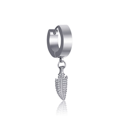 Arete de Acero Inoxidable con Diseño de Hoja para Hombre - Image 8