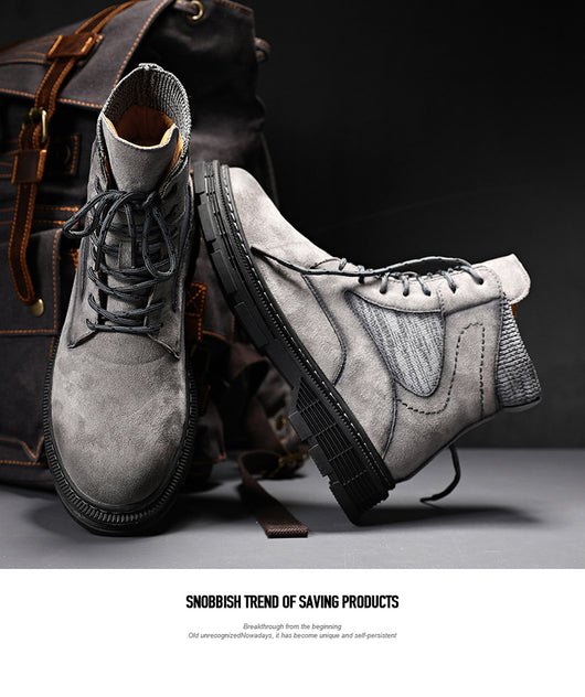 Botas Martin de Cuero para Hombre - Estilo Británico Versátil Otoño Invierno - Image 14
