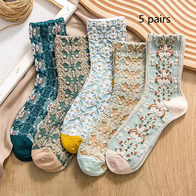 Calcetines de Algodón con Flores en Relieve 3D - Image 11