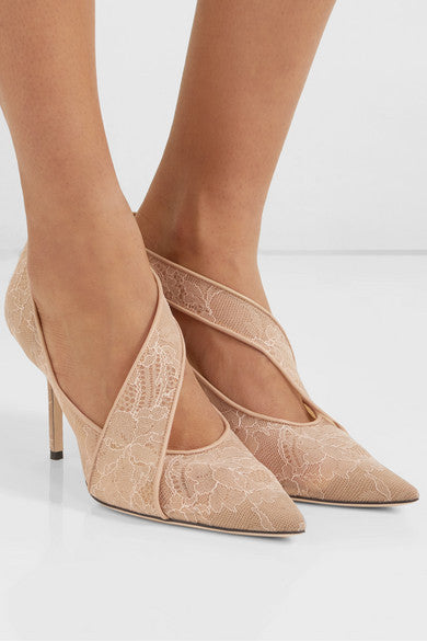 Tacones Altos Puntiagudos con Encaje Negro - Image 16