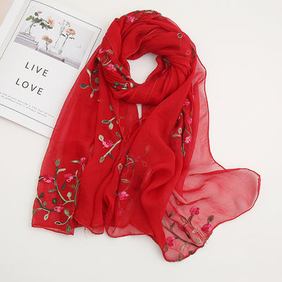 Toalla de Playa Chiffón con Bordado Protector Solar Flor de Durazno Elegante - Image 35