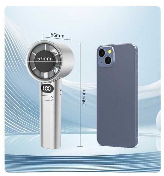 Starry Gray handheld fan with a digital display showing '100' and control buttons, featuring a sleek, modern design. - Image 15