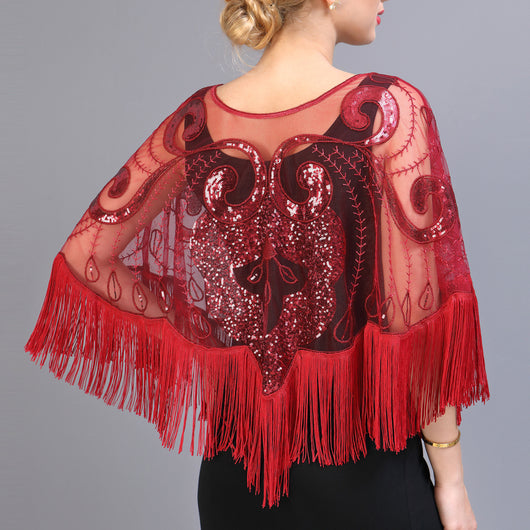 Blusa Capa Suelta con Flecos y Lentejuelas - Malla Transparente - Image 8