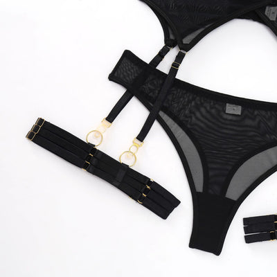 Conjunto de Lencería Sexy con Cinturón de Ligas de Tres Piezas - Image 5