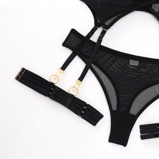 Conjunto de Lencería Sexy con Cinturón de Ligas de Tres Piezas - Image 5