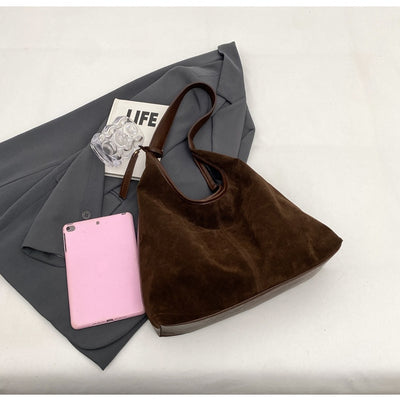 Bolso de Hombro de Ante Vintage con Costuras para Mujer - Image 14