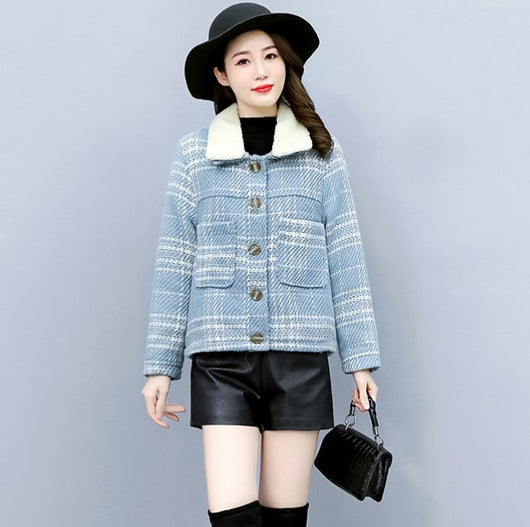 Chaqueta Tweed y Terciopelo a Cuadros para Mujer - Elegancia Sofisticada - Image 16