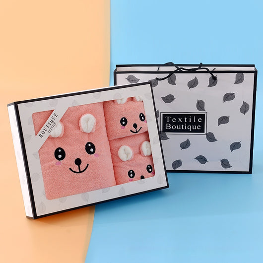 Juego de Toallas de Baño Coral Velvet con Diseño Orejas de Conejo y Koala - Set Regalo - Image 17