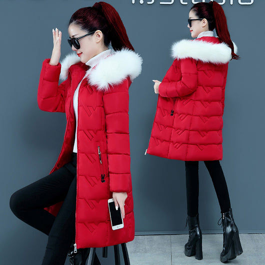 Chaqueta de Algodón con Capucha y Cuello de Piel Oversized para Talla Grande - Image 3