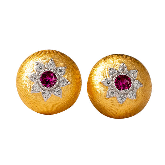 Aretes Bicolor Chapados en Oro con Circonitas Incrustadas para Mujer