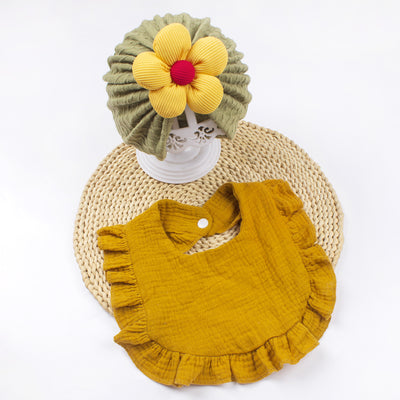 Conjunto de Gorro y Babero para Recién Nacido - Baberos de Muselina Orgánica con Volantes - Image 8
