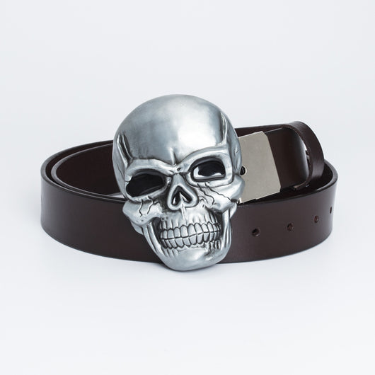 Cinturón Retro de Cuero Genuino con Hebilla Grande Calavera - Image 4