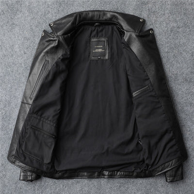Chaqueta de Cuero para Motociclista Ajuste Slim Primera Capa - Image 3