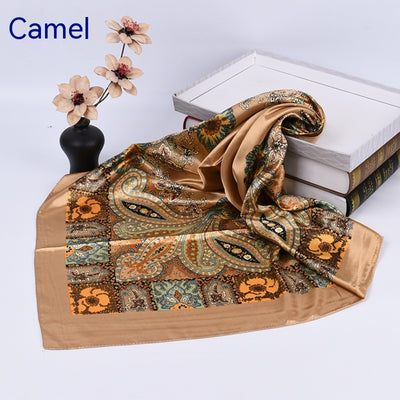 Pañuelo de Seda Estampado Clásico Retro - Versátil y Elegante para Primavera - Image 8