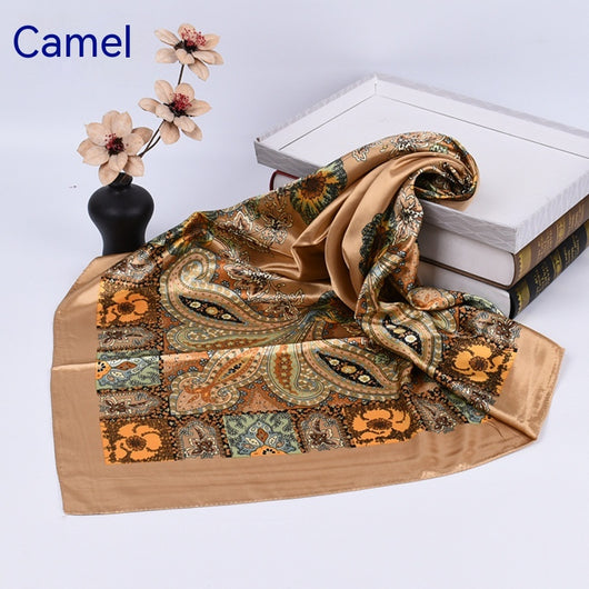 Pañuelo de Seda Estampado Clásico Retro - Versátil y Elegante para Primavera - Image 8