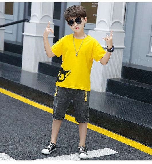 Conjunto de Shorts y Playera para Niño con Diseño de Gato - Verano - Image 13