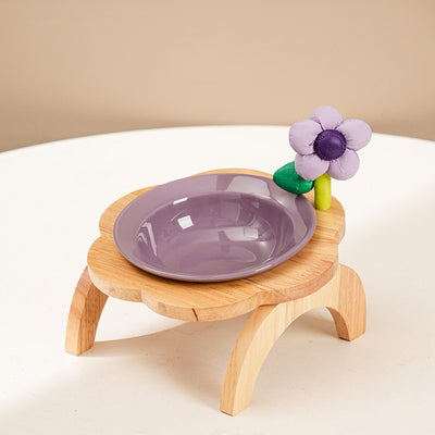 Comedero y Bebedero para Gatos con Soporte de Madera - Diseño Floral en Cerámica - Image 11