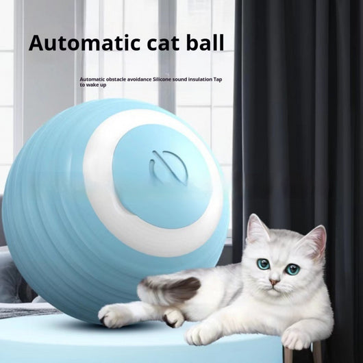 Two pink smart cat toy balls with ridged texture and a power button, offering 60 minutes of play on a full charge. - Image 12
