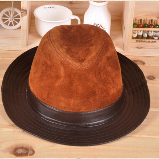 Sombrero de Ala Ancha en Cuero y Piel de Oveja