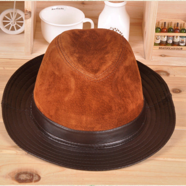 Sombrero de Ala Ancha en Cuero y Piel de Oveja