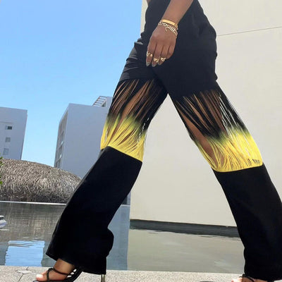 Pantalones Sueltos Casuales con Diseño de Borlas y Drapeado