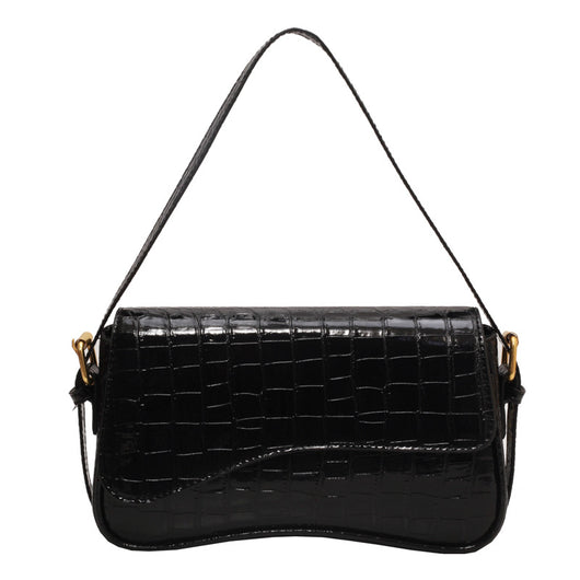 Bolso de Hombro Mujer Cuero PU Patrón Piedra con Hebilla Metálica - Image 6